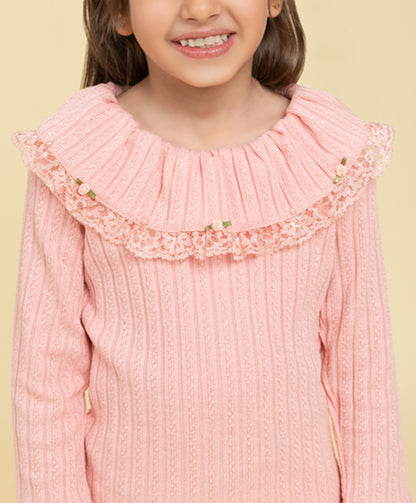 Light pink top with lace