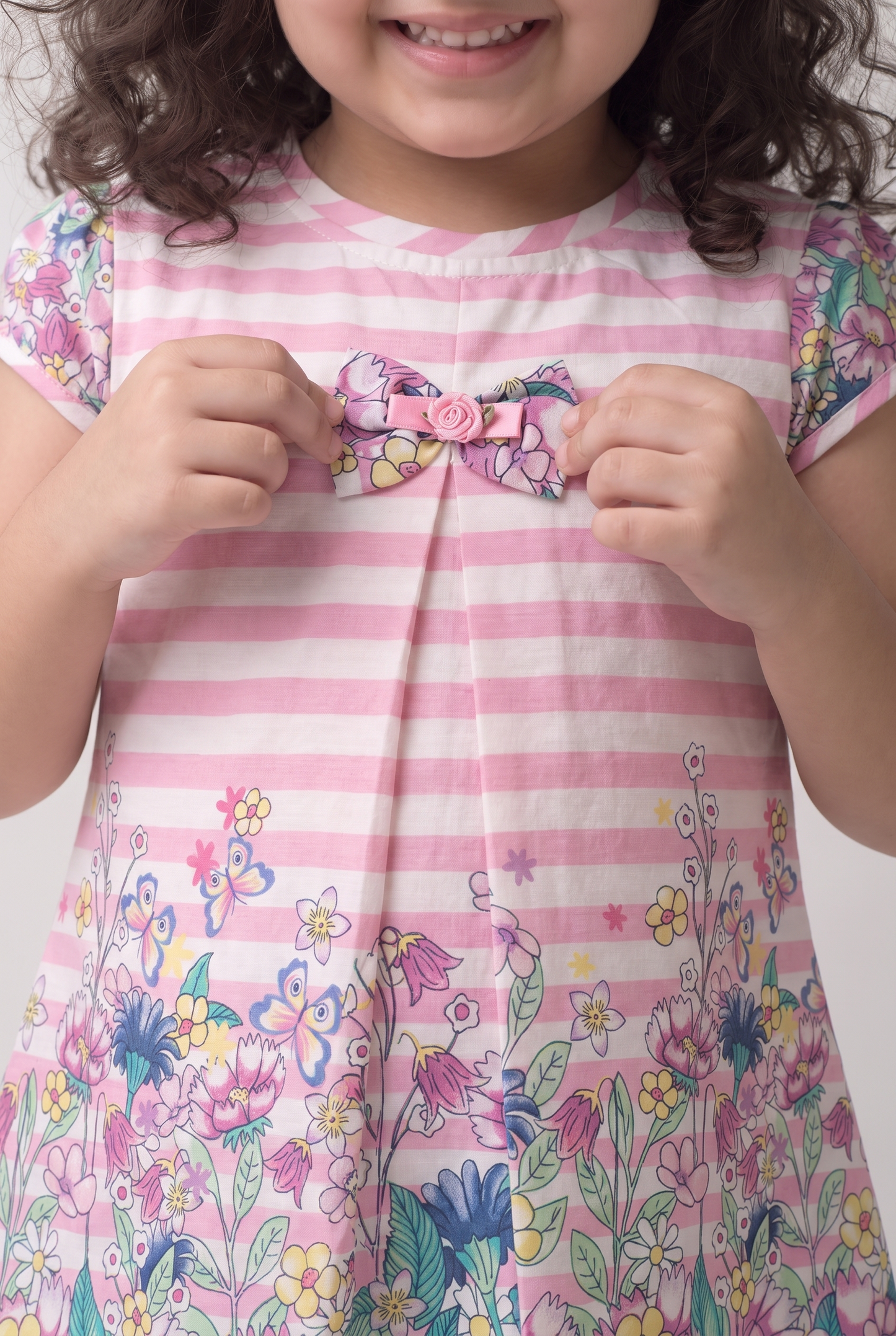 Floral bloom stripe cotton dress (043)