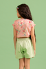 Peach Printed Tie up Top with Green Shorts