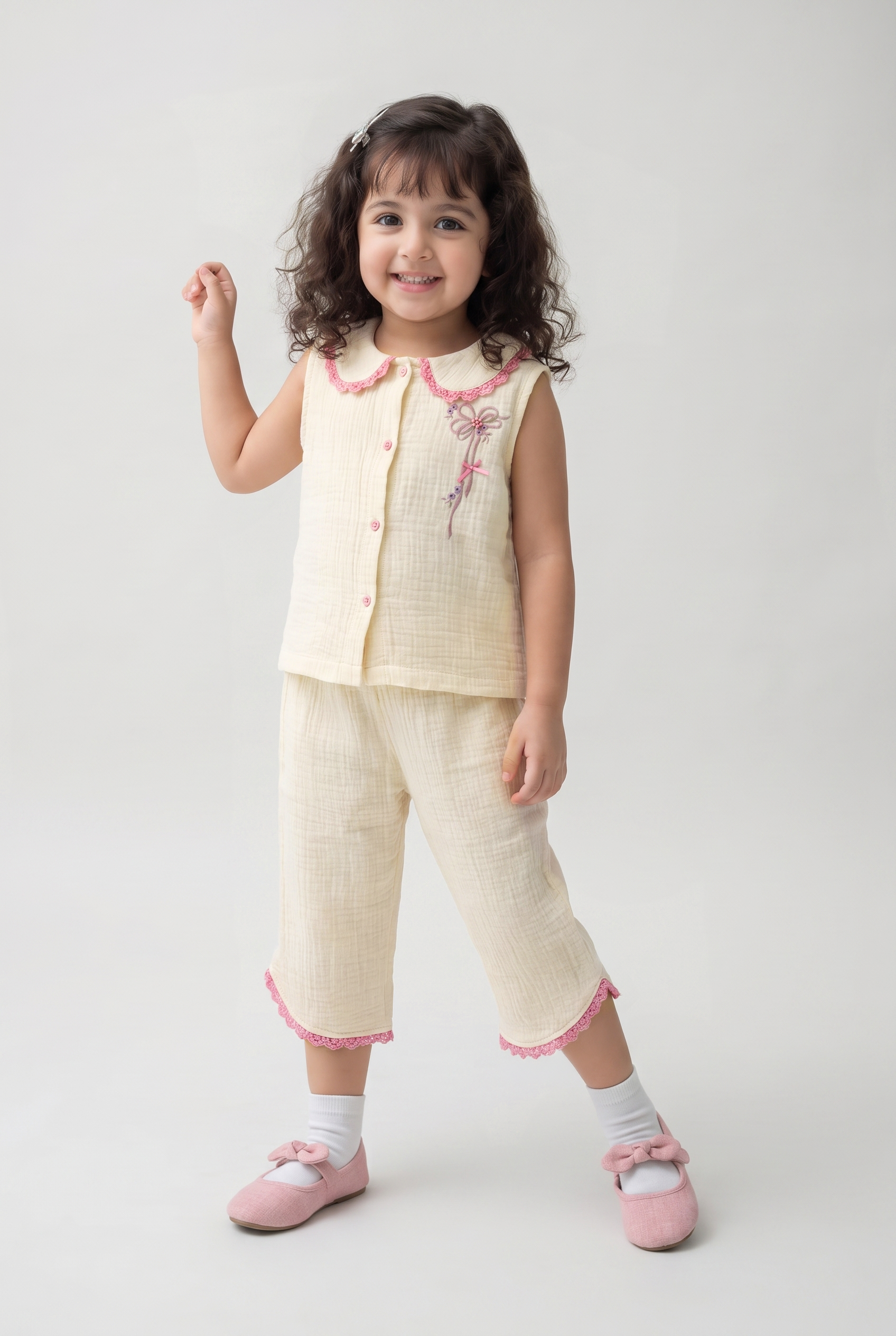 Super Comfortable Cream Muslin Co-ord set