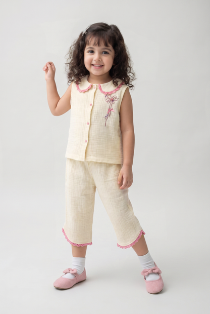 Super Comfortable Cream Muslin Co-ord set