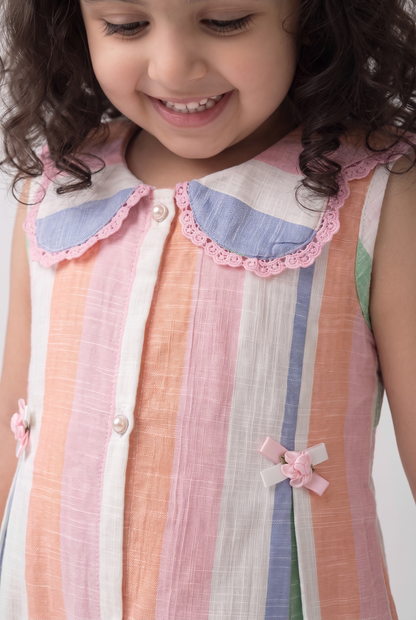 Pastel stripe cotton dress (045)