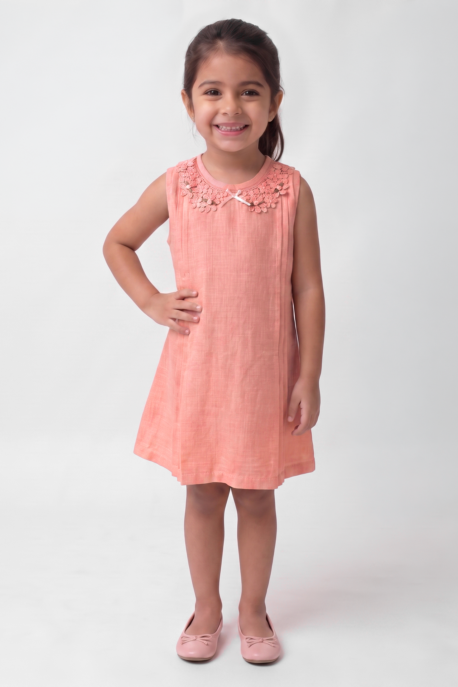 Formal Cotton linen dress with side pintek