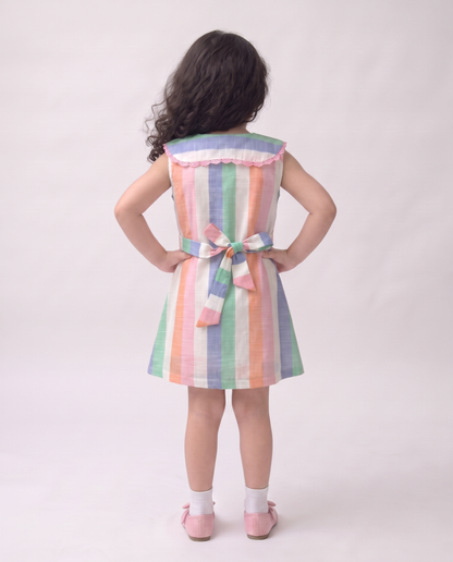 Pastel stripe cotton dress (045)