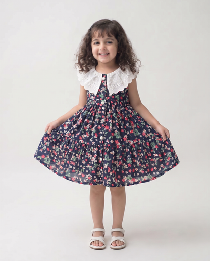 Flowy printed cotton dress (044)