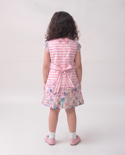 Floral bloom stripe cotton dress (043)