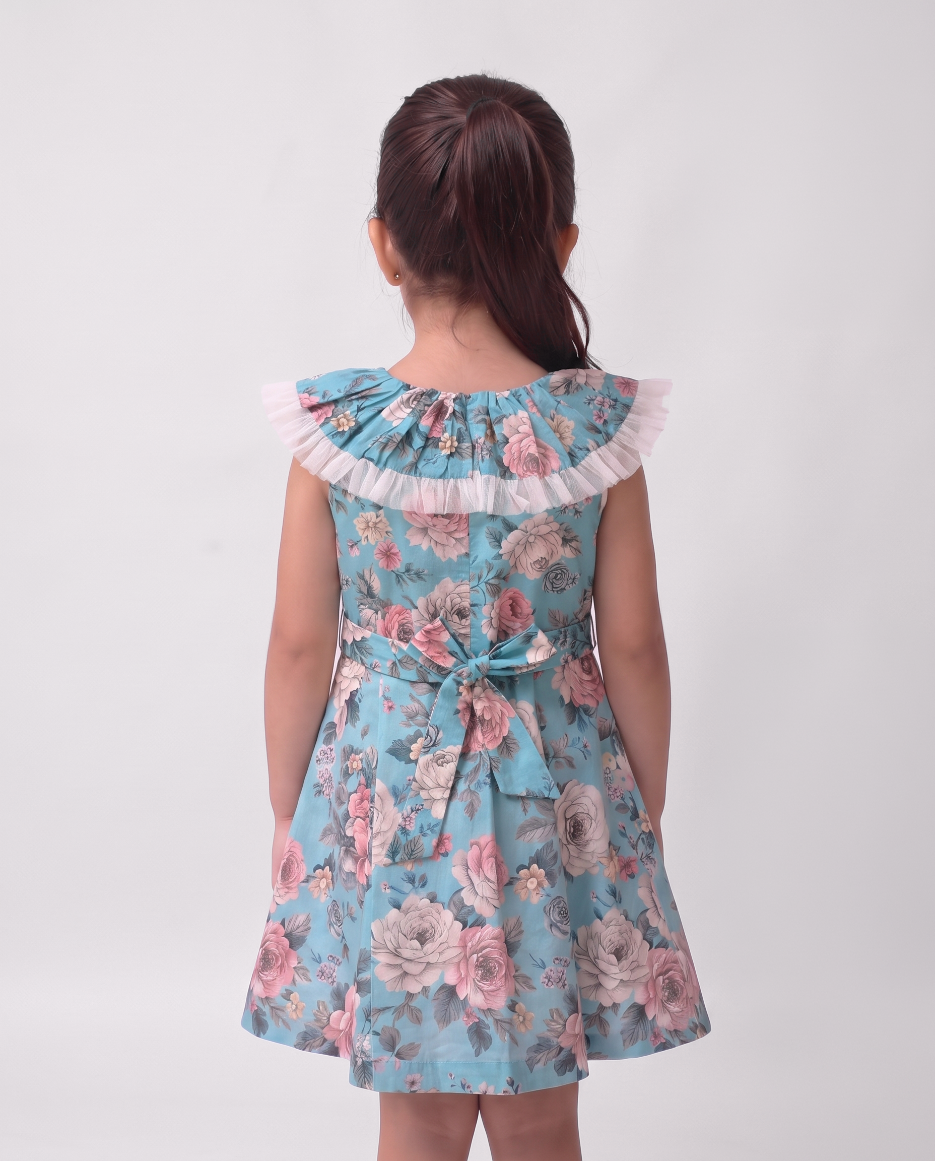Comfortable blue printed cotton dress
