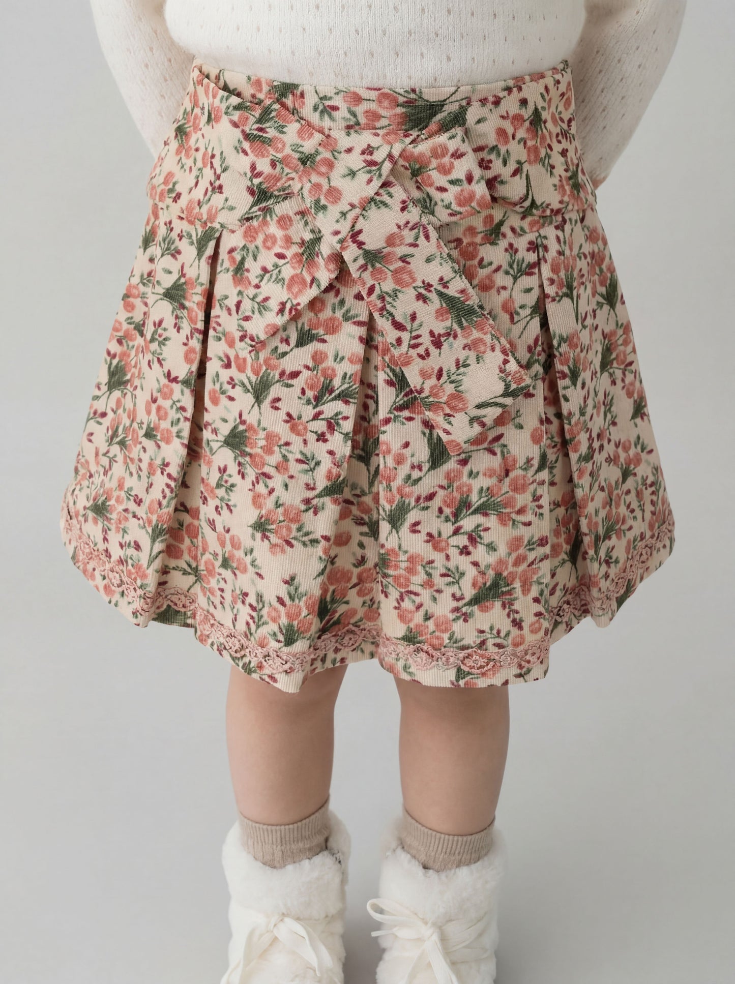 Floral skirt with woollen top (044)