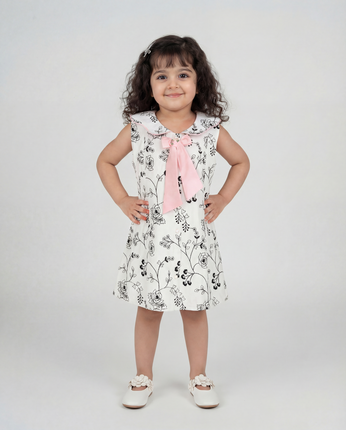 Black and white embroidered dress (SS26-#022)