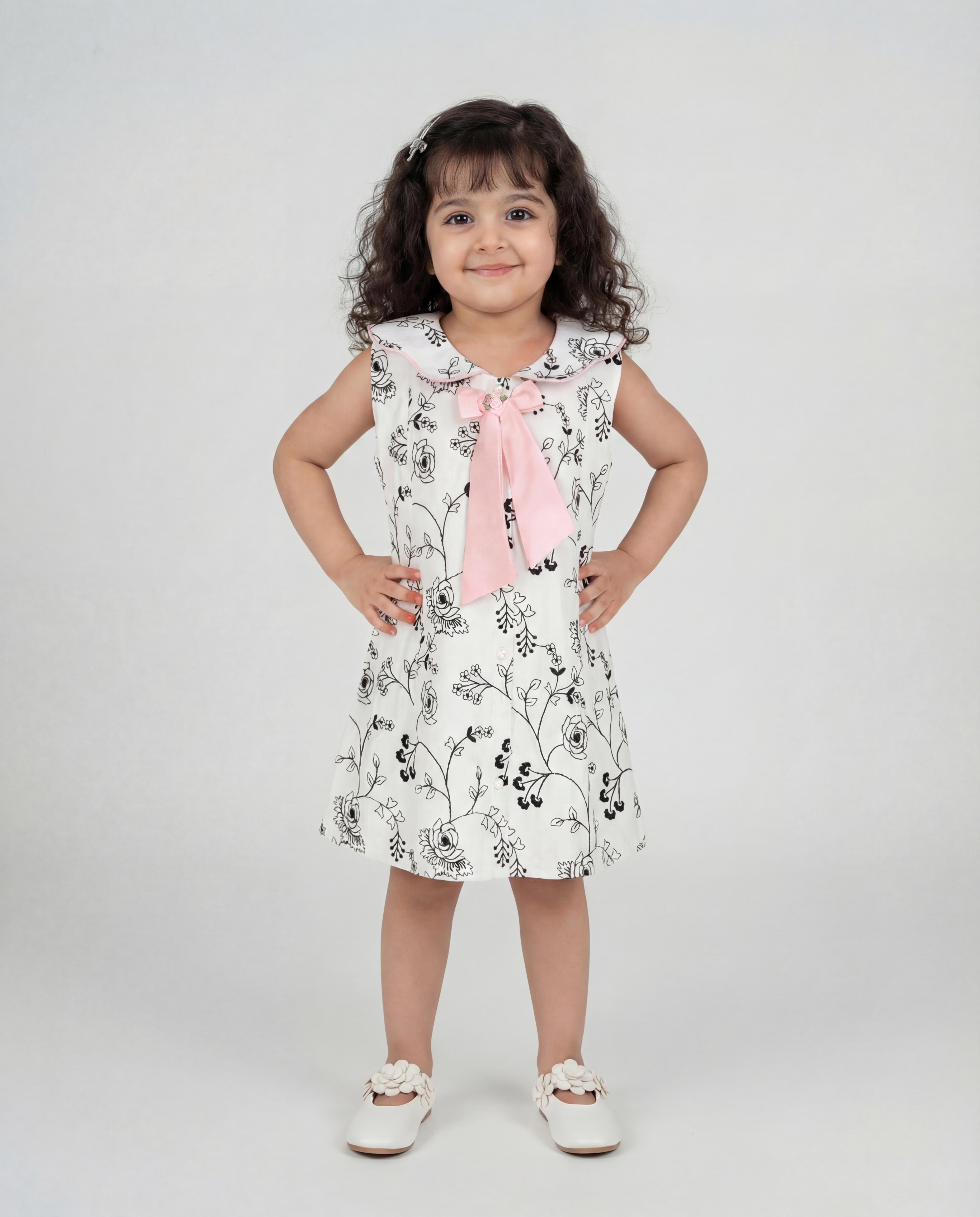 Black and white embroidered dress