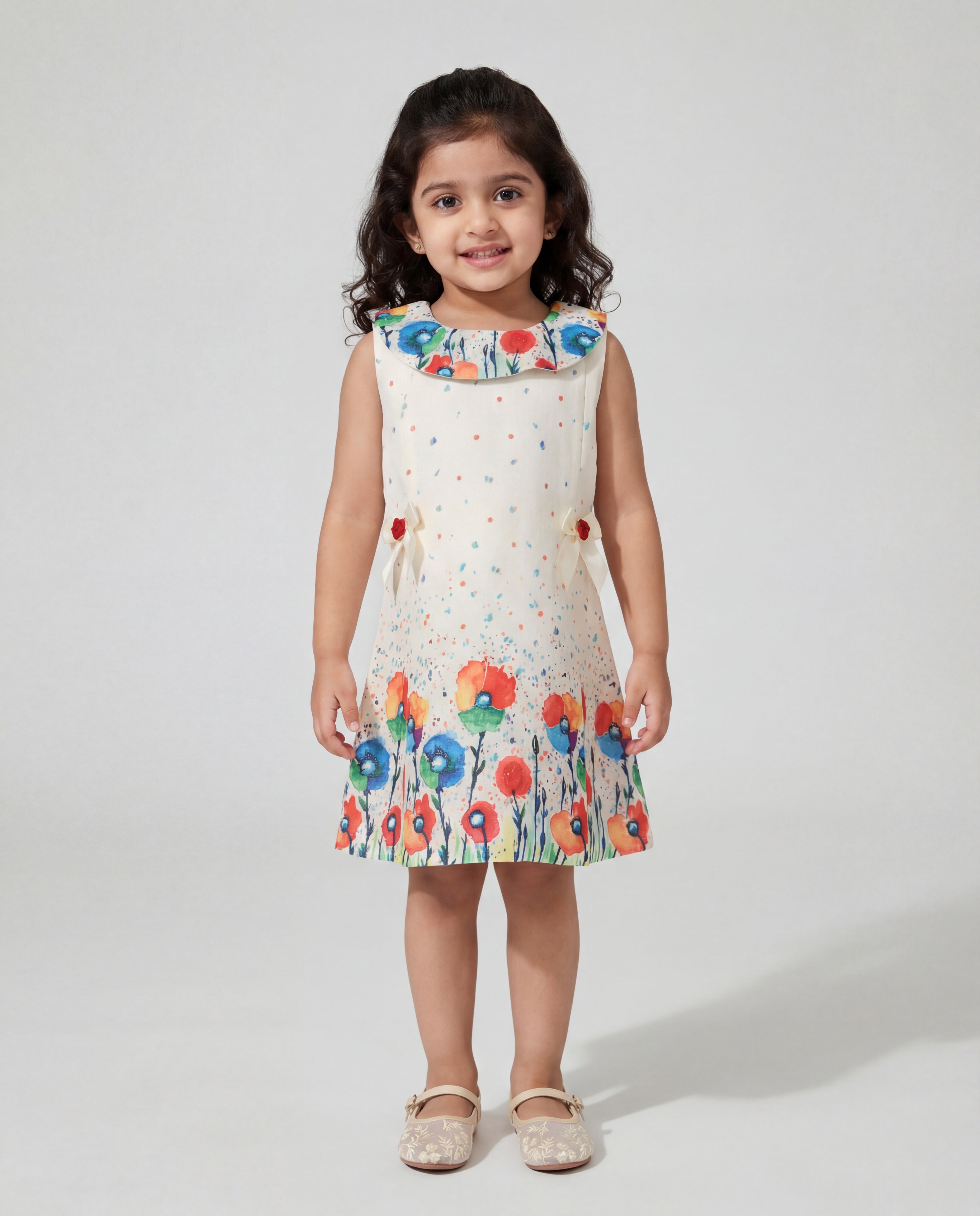 Floral print dress with cowl neck