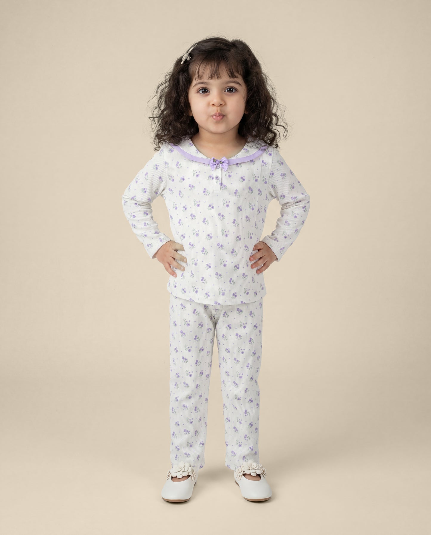 Butter soft Purple printed nightsuit (SS26-#024)