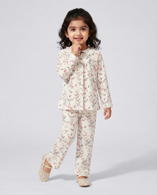 Super soft Peach floral nightsuit (SS26-#025)