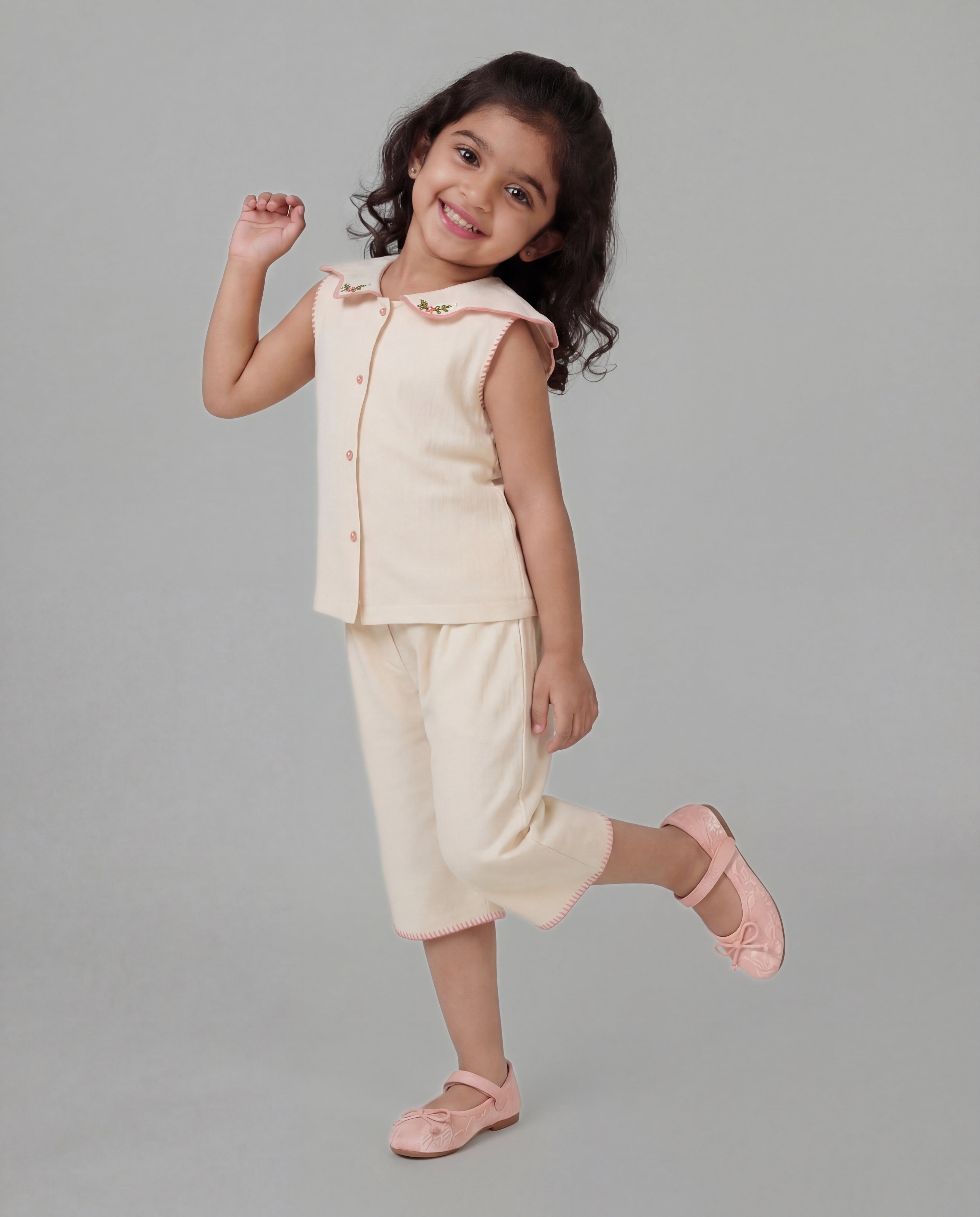 Cotton co-ord with hand embroidery
