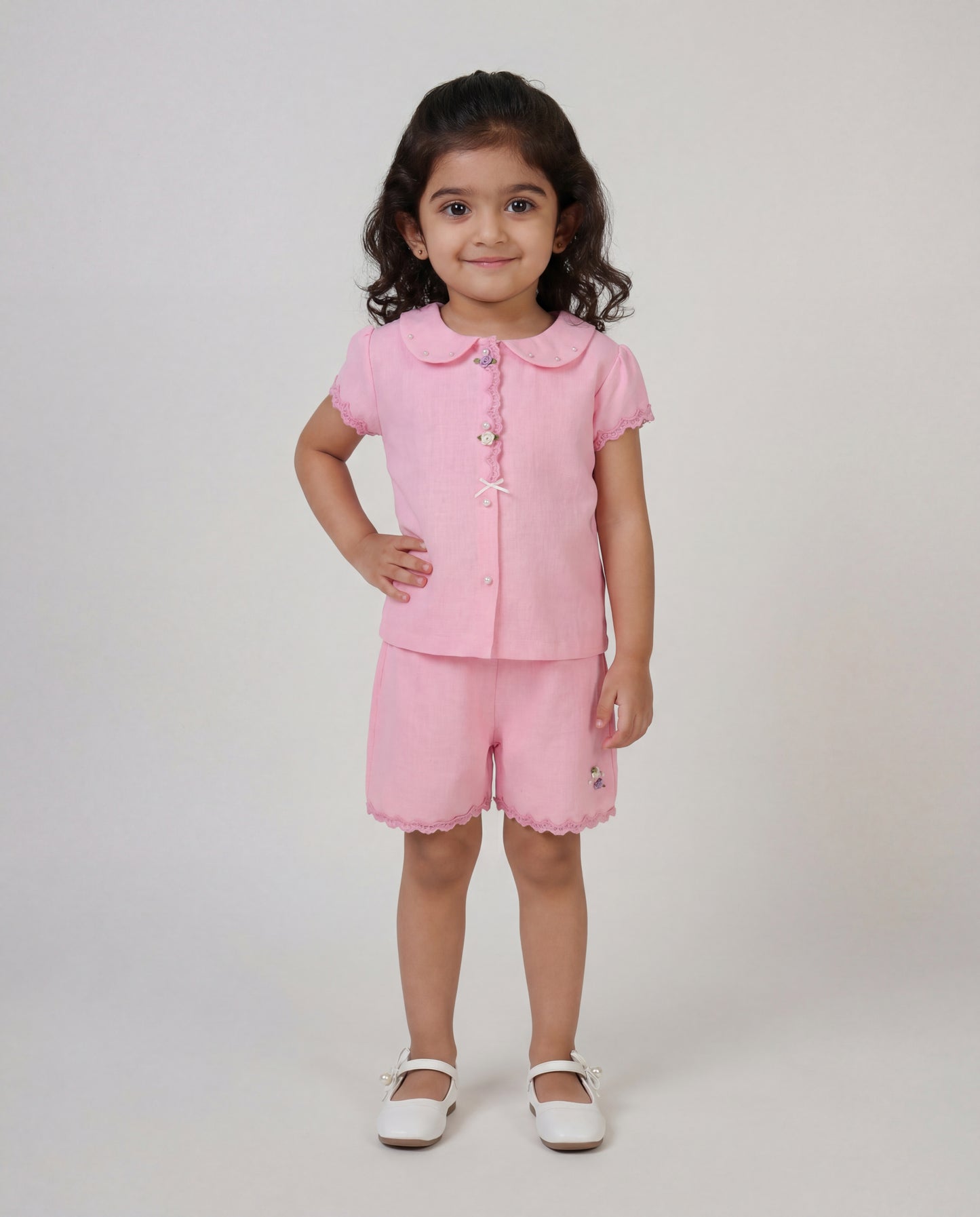 Pink co-ord with lace detailing(SS26-#034)