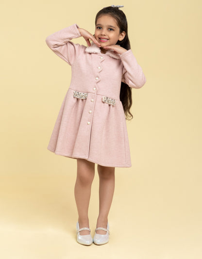 Elegant Light Pink Coat Dress