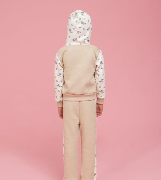 Floral printed beige and cream tracksuit