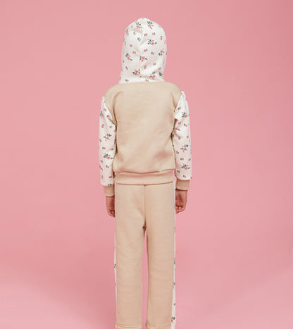 Floral printed beige and cream tracksuit
