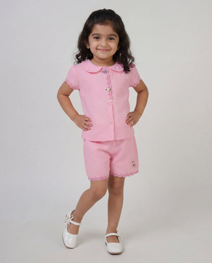 Pink co-ord with lace detailing(SS26-#034)