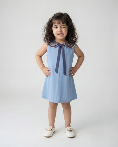 Denim dress with hand embriodery (SS26-#020)