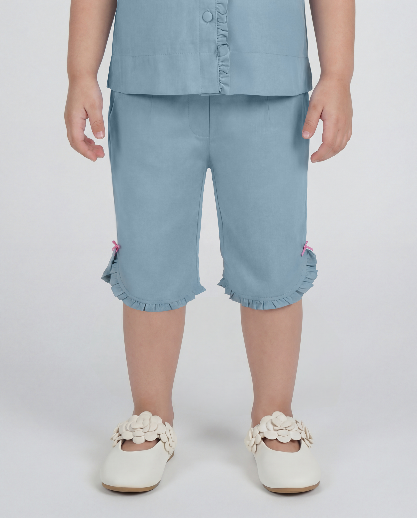 Denim co-ord with bow print detailing