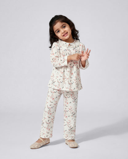 Super soft Peach floral nightsuit (SS26-#025)