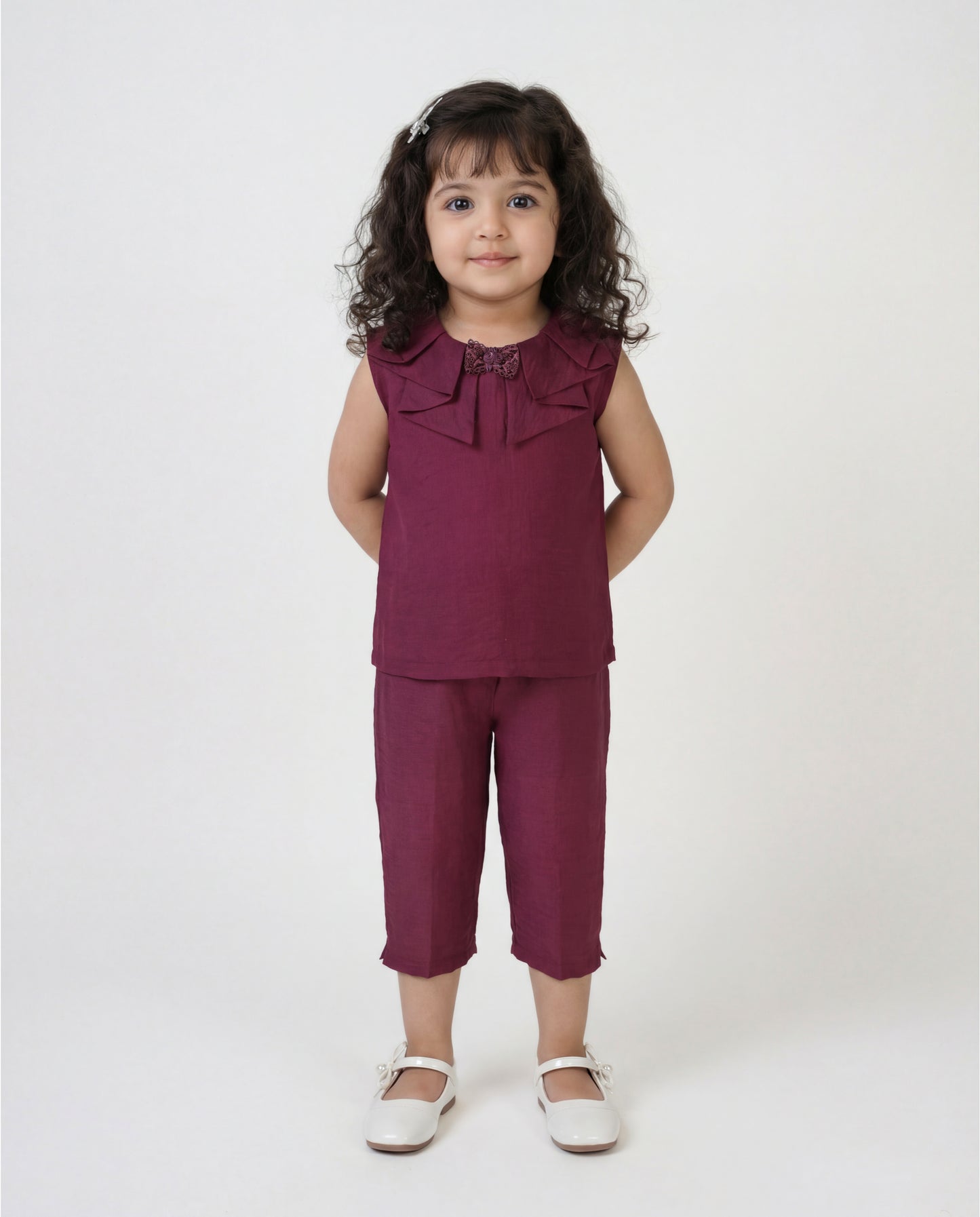 Plum co-ord set with fancy neck (SS26-#033)