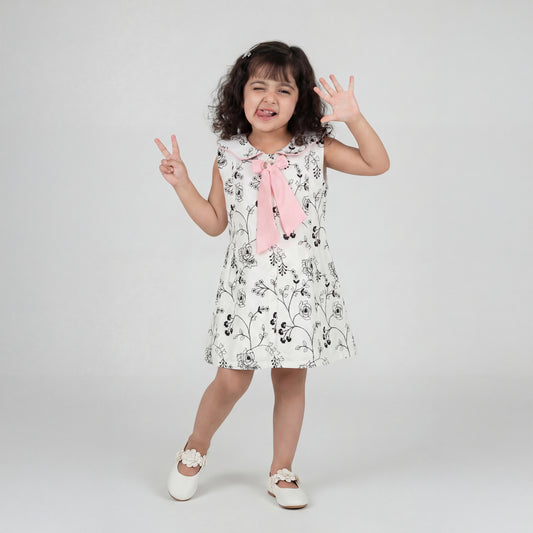 Black and white embroidered dress (SS26-#022)