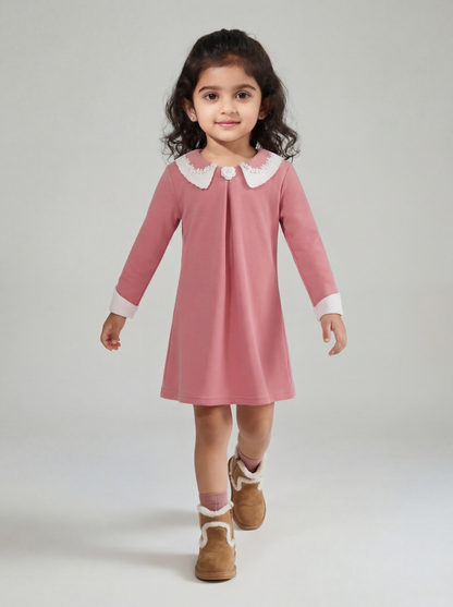 Formal peach dress with fancy collar (040)