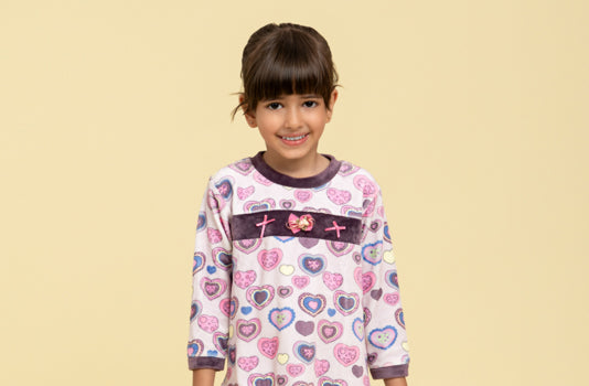 Heart printed cosy nightsuit