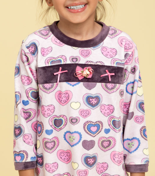 Heart printed cosy nightsuit