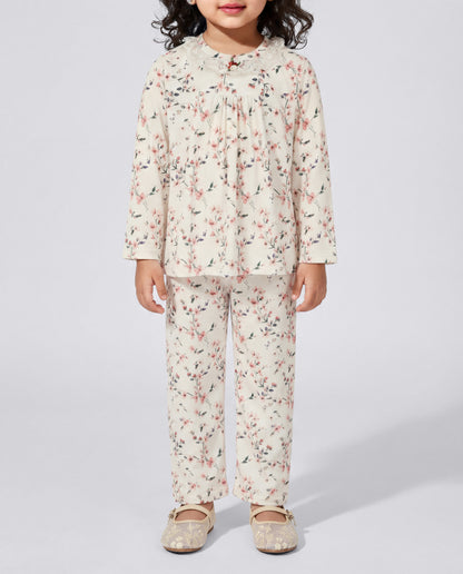 Super soft Peach floral nightsuit (SS26-#025)
