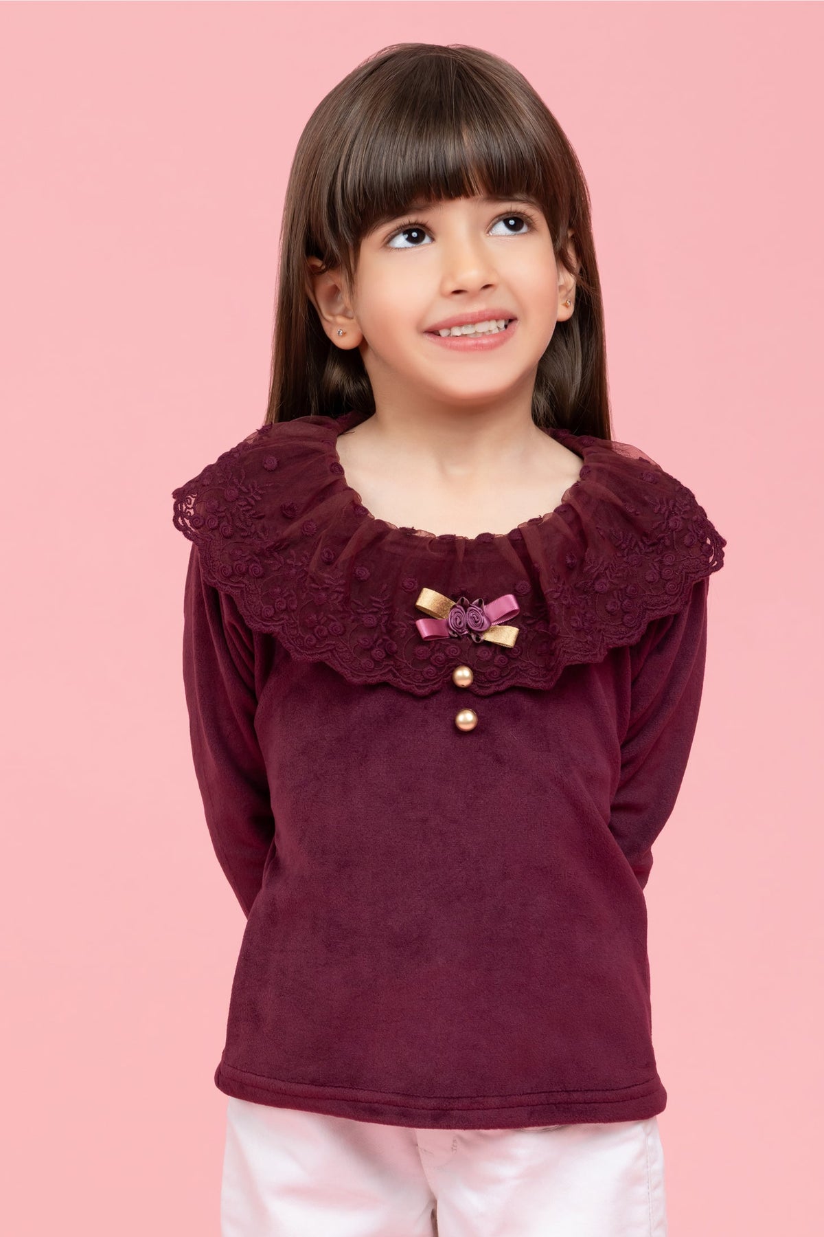 Wine fancy lace top