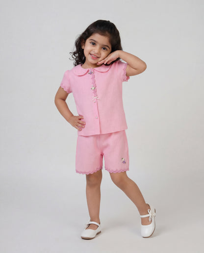 Pink co-ord with lace detailing(SS26-#034)