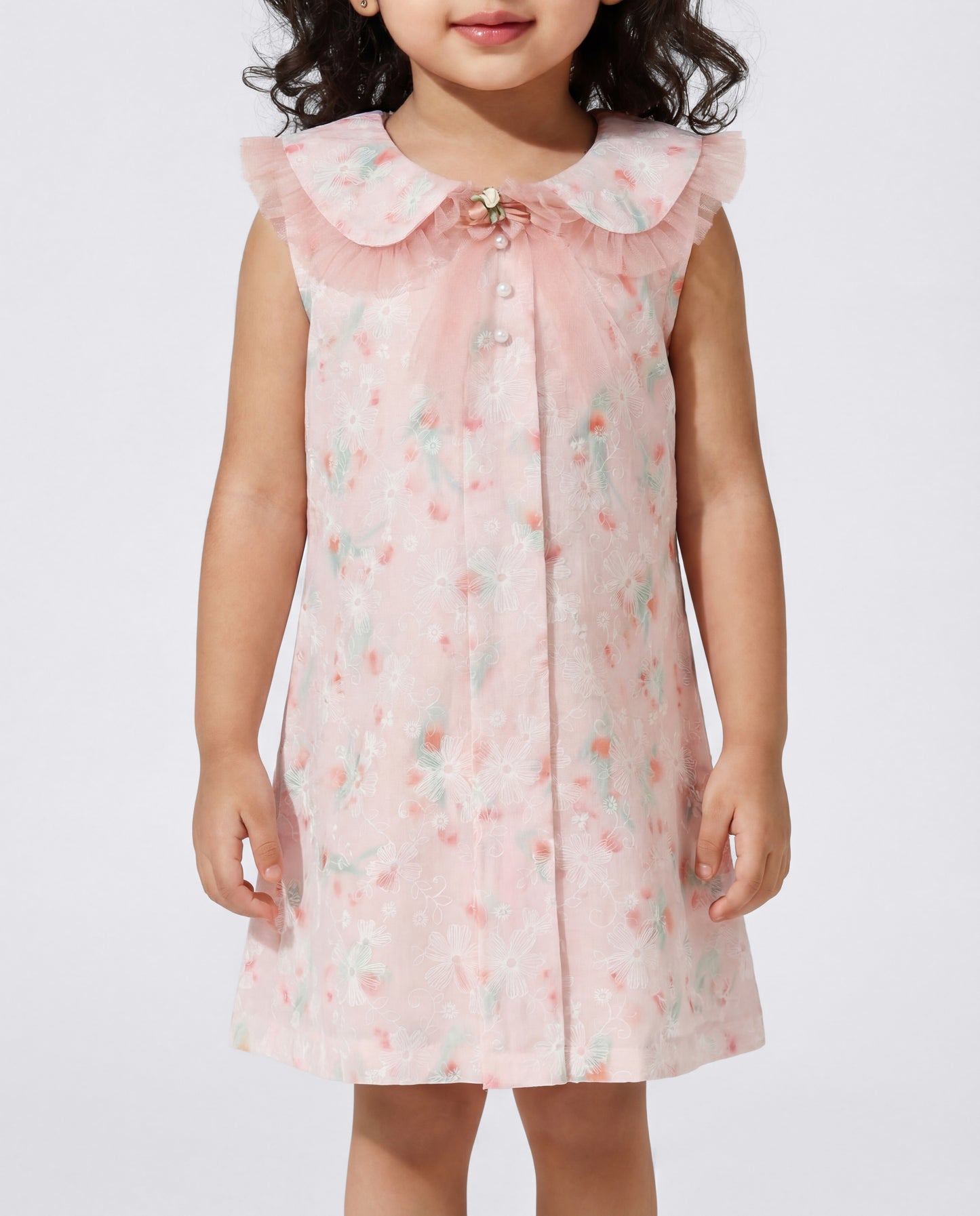 Peach floral print dress