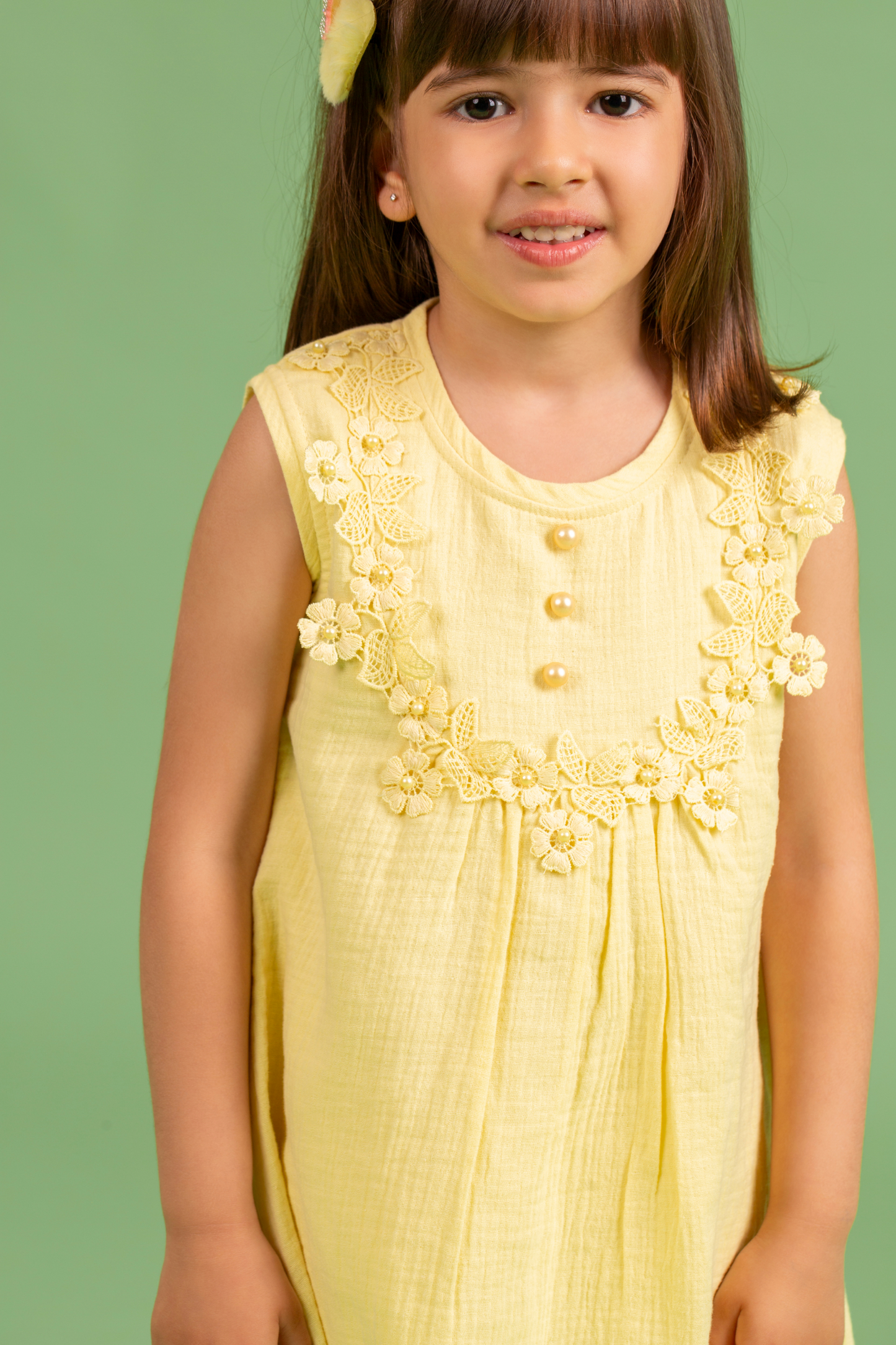 Yellow Dress with Flower Lace