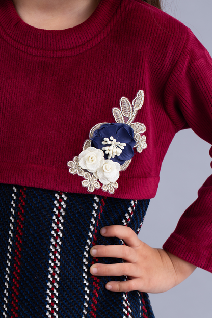 Maroon and navy mix and match dress