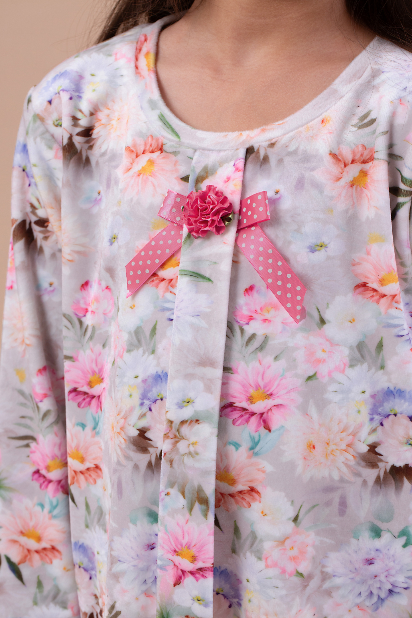 Pink floral printed nighsuit