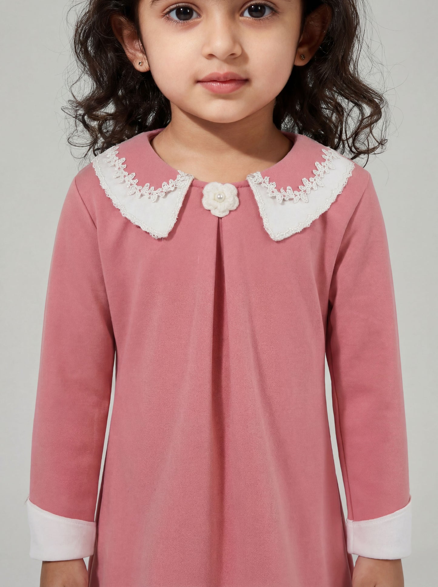 Formal peach dress with fancy collar (040)