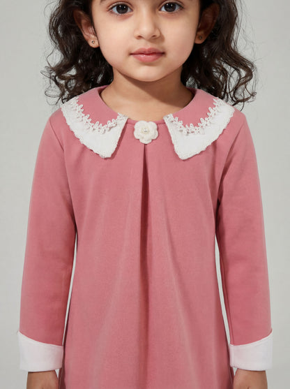 Formal peach dress with fancy collar (040)