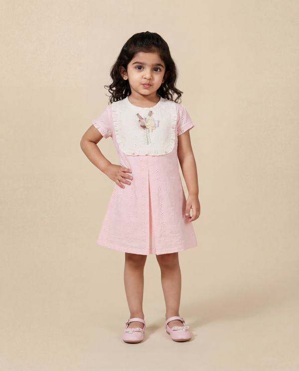 Easy Breezy Blush pink schiffli dress SS26- (04)