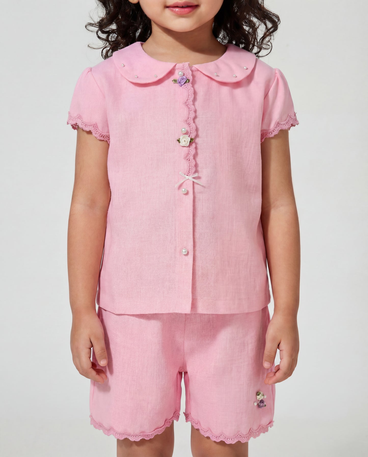 Pink co-ord with lace detailing(SS26-#034)