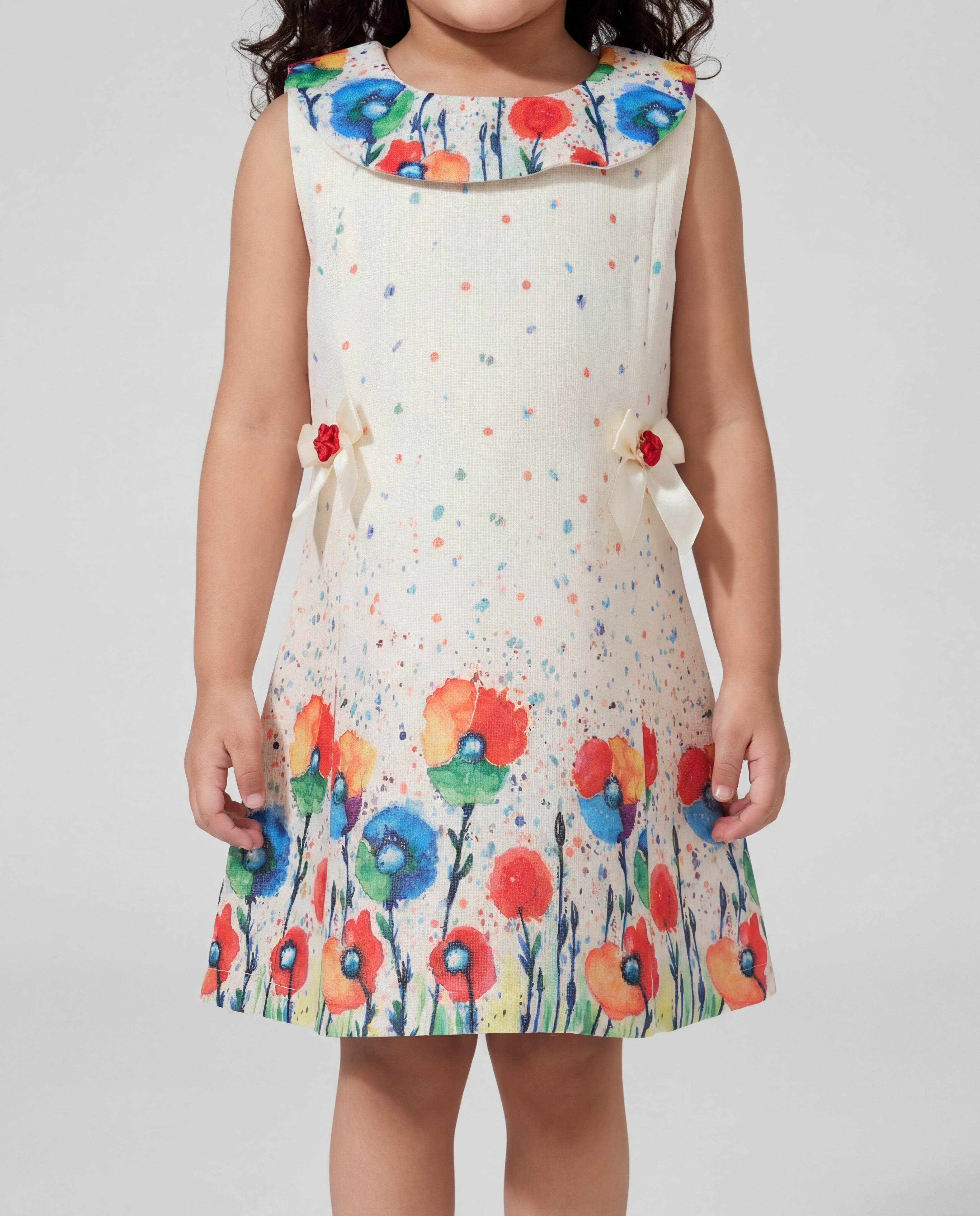 Floral print dress with cowl neck
