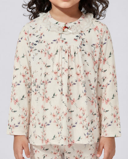 Super soft Peach floral nightsuit (SS26-#025)