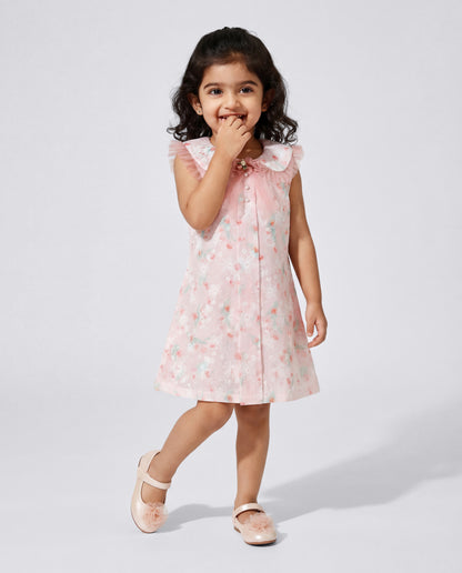 Peach floral print dress