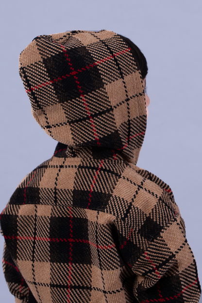 Brown and black check oversized hoody