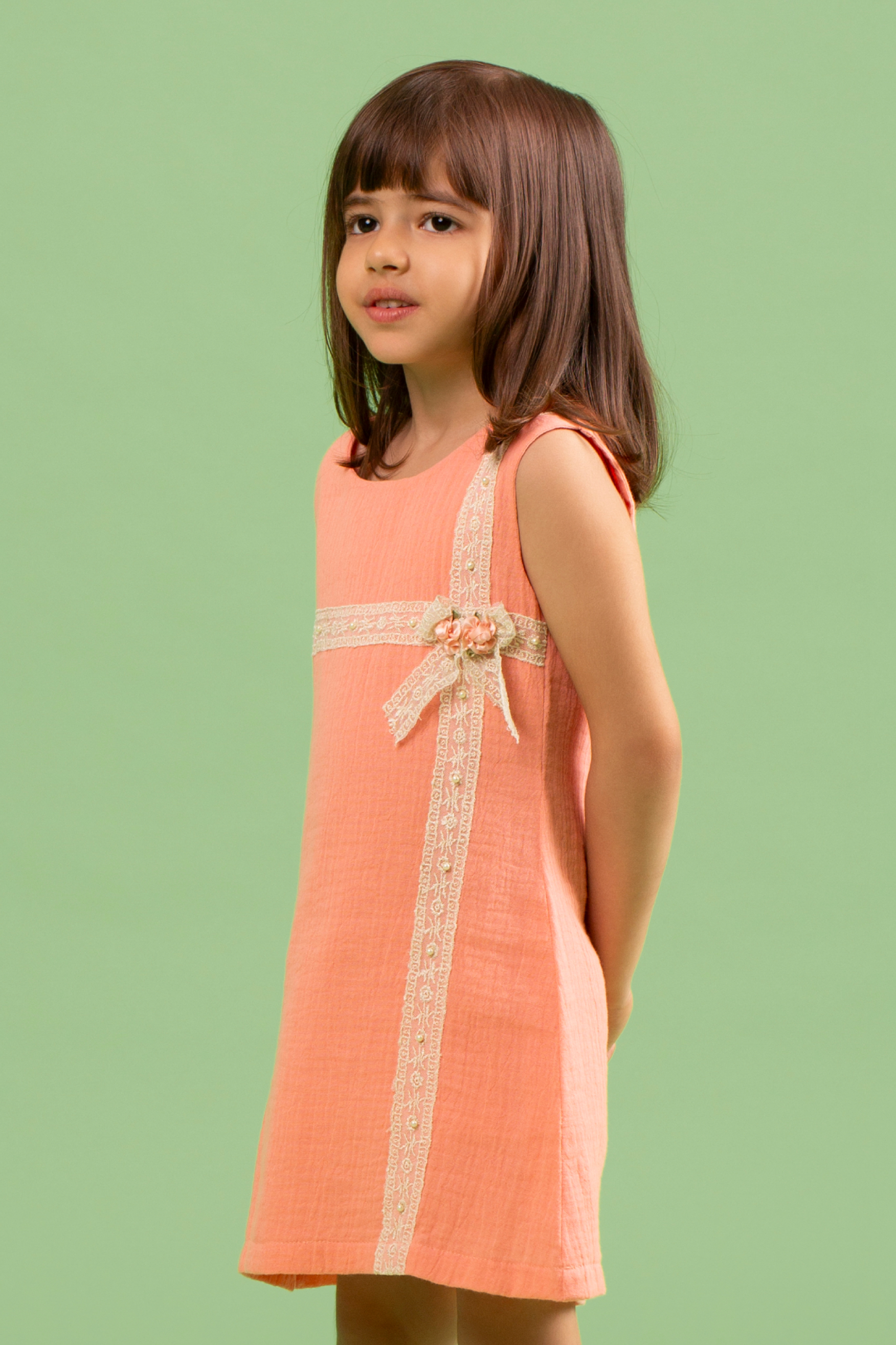 Orange Lace Cotton Dress