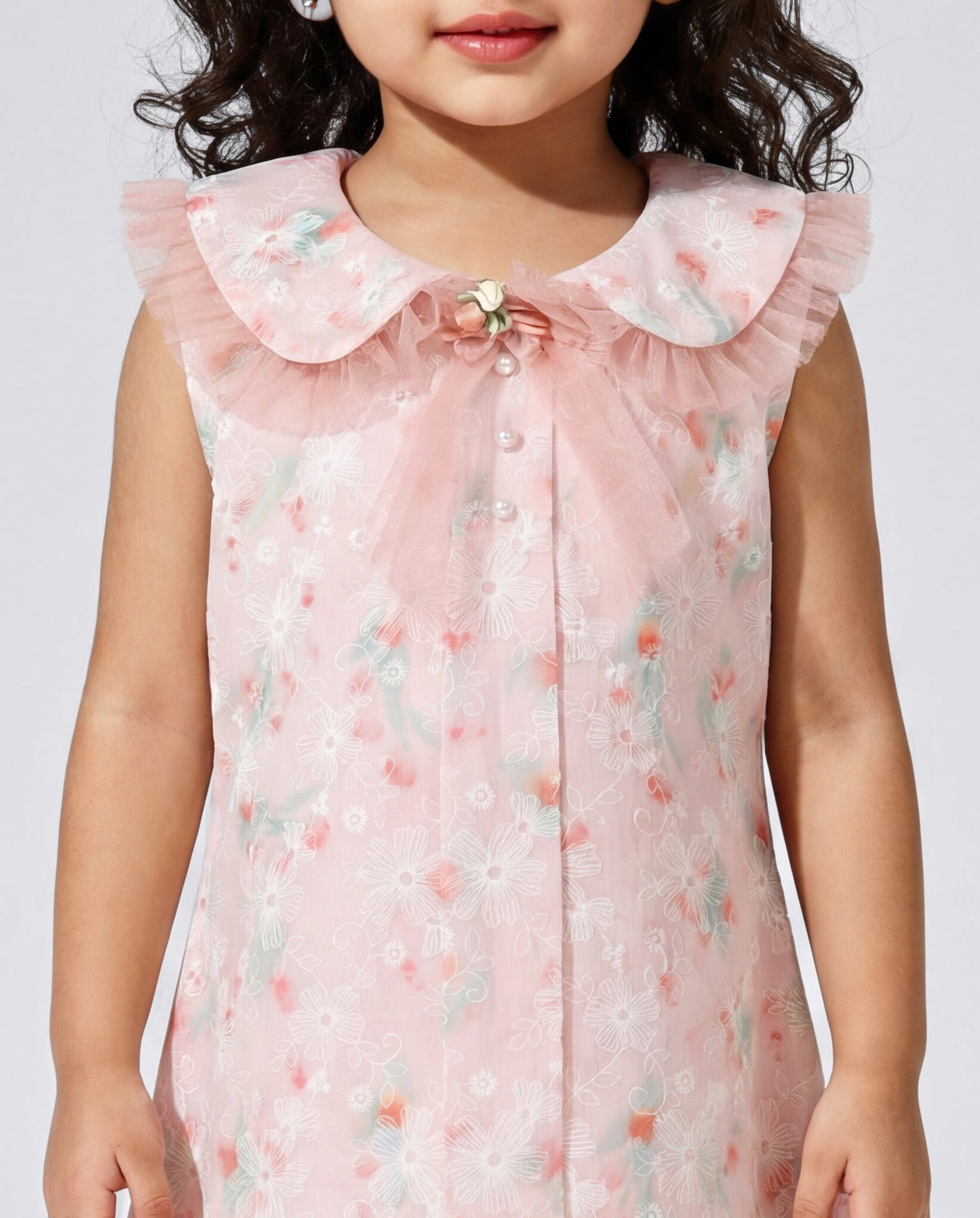 Peach floral print dress