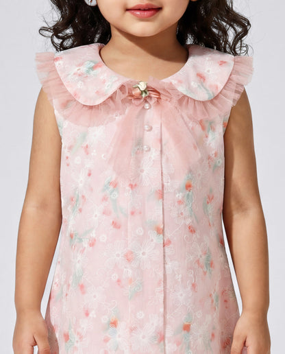 Peach floral print dress