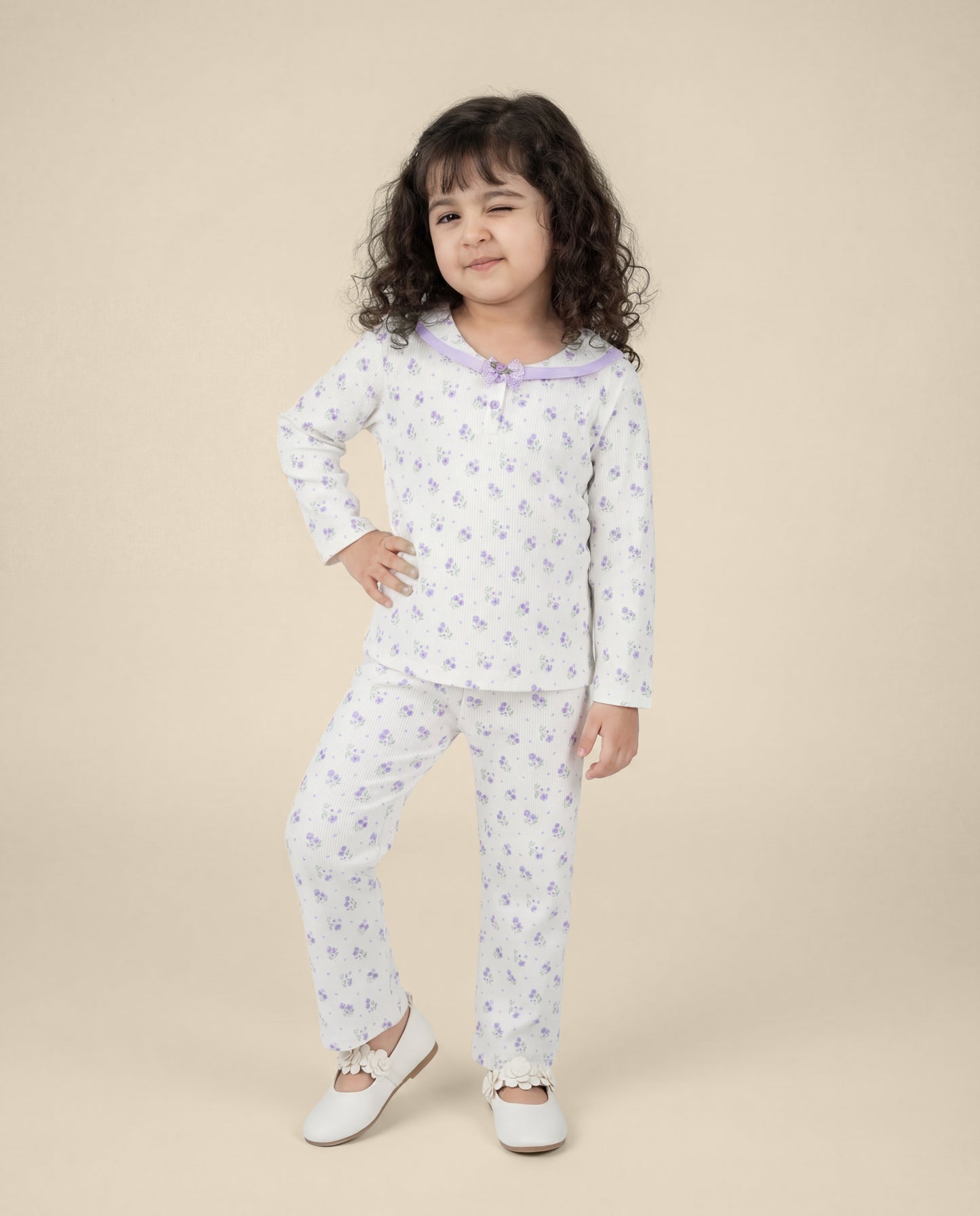 Butter soft Purple printed nightsuit (SS26-#024)